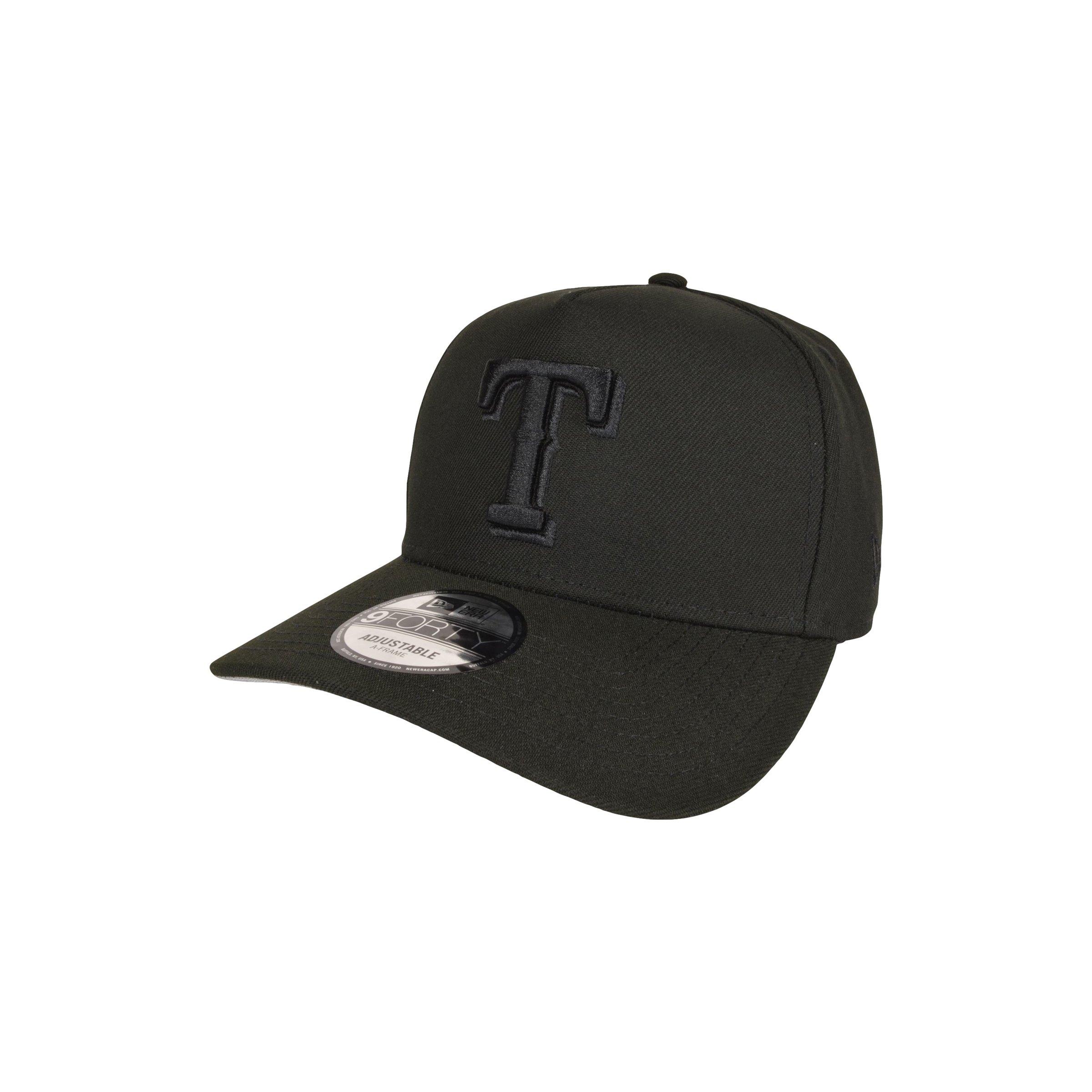 New Era Texas Rangers 9FORTY A-Frame Snapback Hat - Triple Black - BLACK